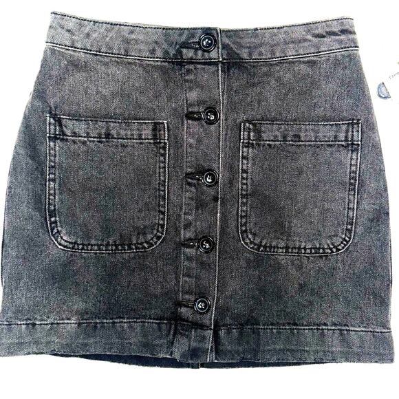 Free People Dark Gray Button-Front Midi Skirt we are the people NWT - Picture 1 of 15